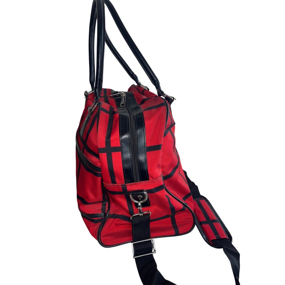 Isaac Mizrahi Hamilton Tote Red Black with Silver Hardware - Picture 3 of 13